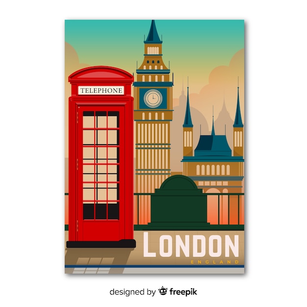 Cartel promocional retro de plantilla de Londres