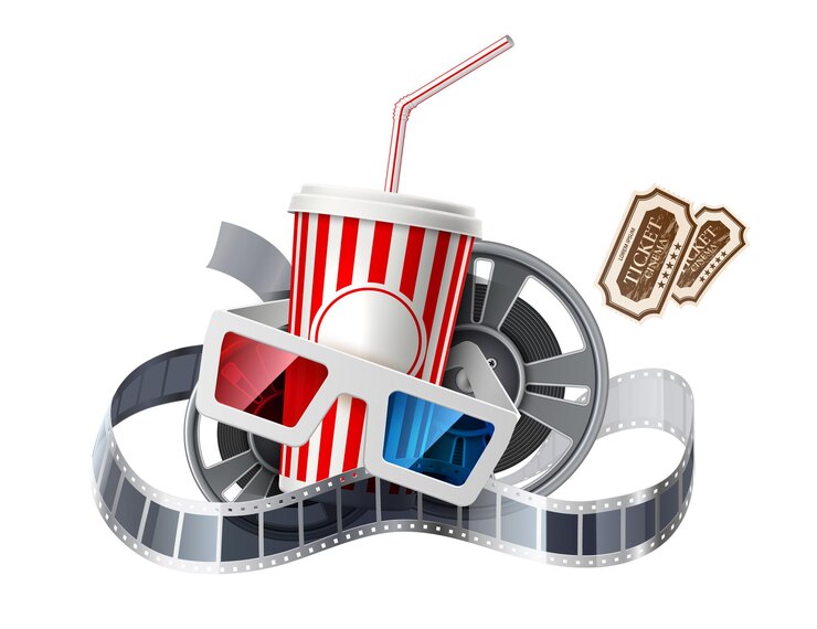 Vector cartel publicitario de cine realista.