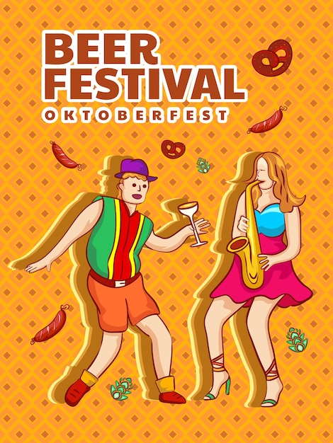 Cartel publicitario para el evento del festival de la cerveza oktoberfest.