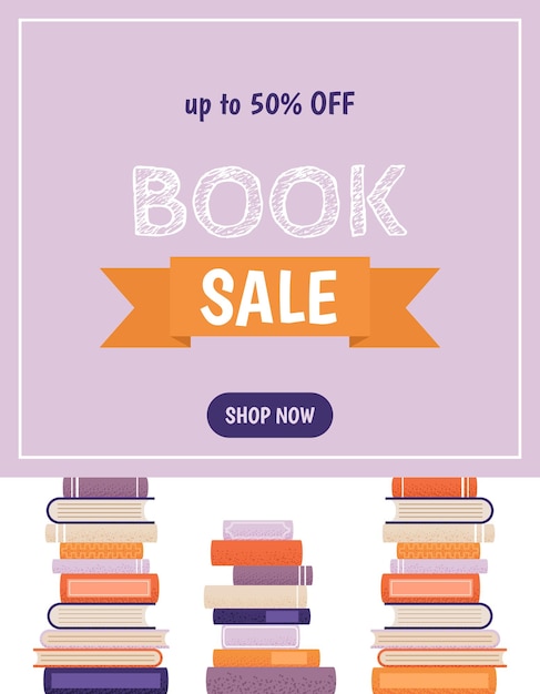 Cartel publicitario de venta vertical para la feria o festival de libros de librerías Diseño de Back to School