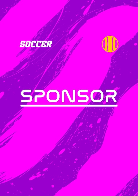 un cartel púrpura para el fútbol con un fondo púrpura