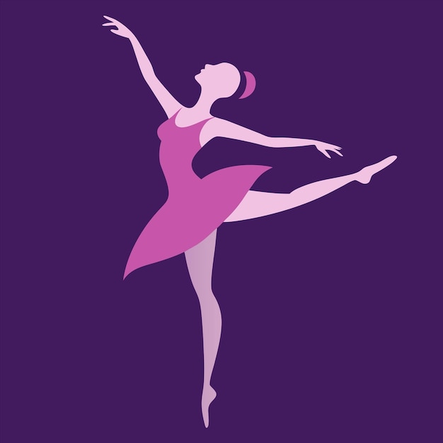 un cartel púrpura con una mujer en un vestido rosa y la palabra ballet