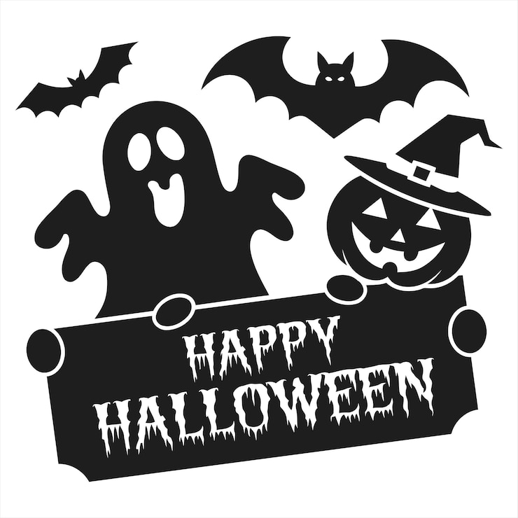 Un cartel que dice feliz Halloween está en él