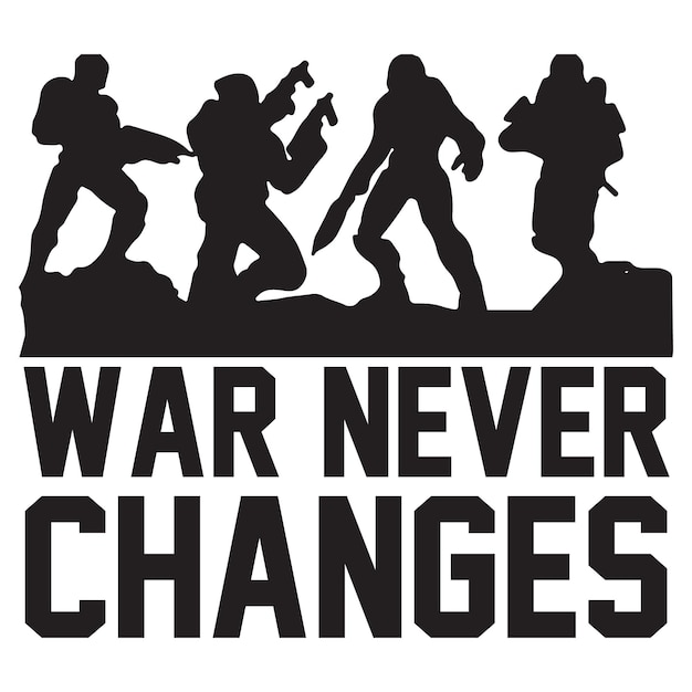 Un cartel que dice que la guerra nunca cambia en él