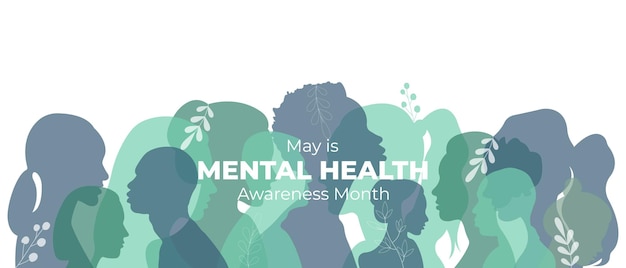 Un cartel que dice que mayo es el mes de concientización sobre la salud mental.