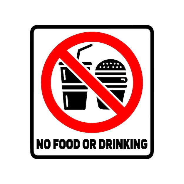 un cartel que dice que no hay comida ni bebida ni bebida