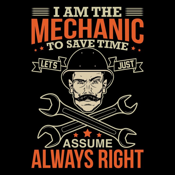 Vector un cartel que dice que soy el mecánico para ahorrar tiempo.