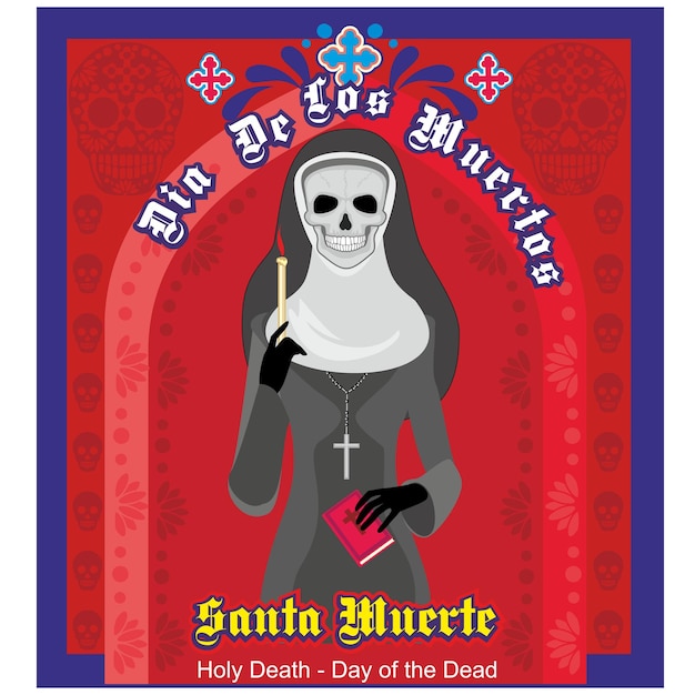 Vector un cartel que dice santa muerte - día de muertos.