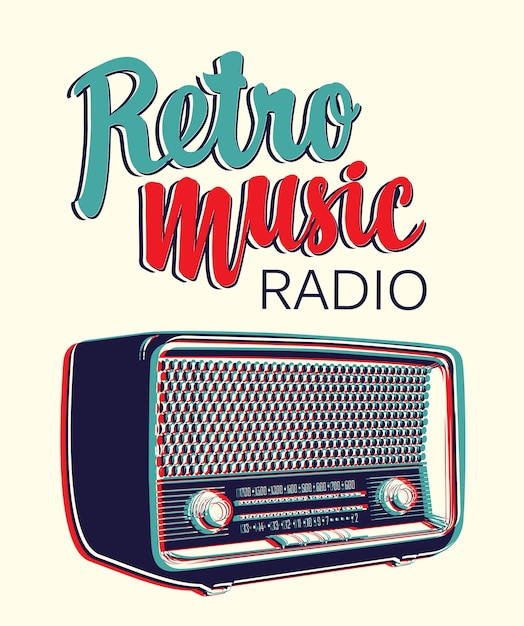 Cartel de radio de música retro
