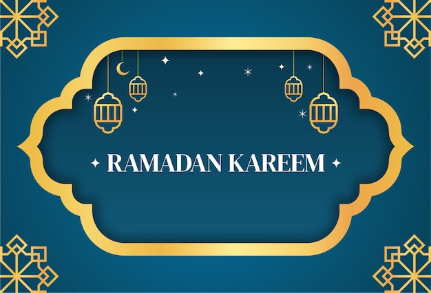El cartel de Ramadán Kareem de fondo sencillo de fondo islámico azul