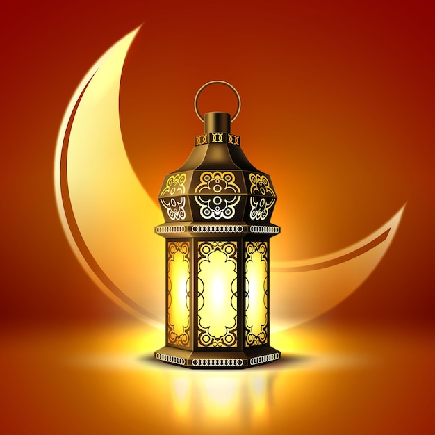 Cartel de ramadan kareem, linterna de lámpara de celebración