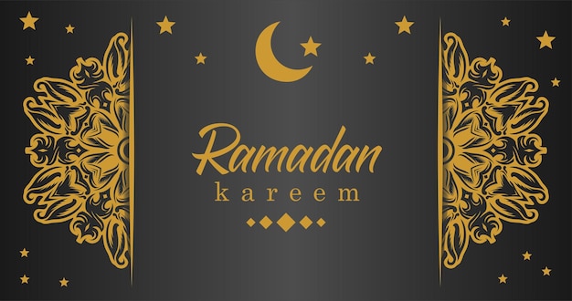 Un cartel para ramadan kareem con luna y estrellas.