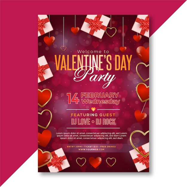 Cartel realista de la fiesta del día de san valentín