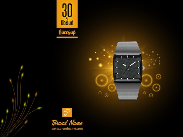 Cartel realista de vector reloj de pulsera