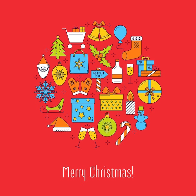 Cartel redondo de feliz navidad con texto