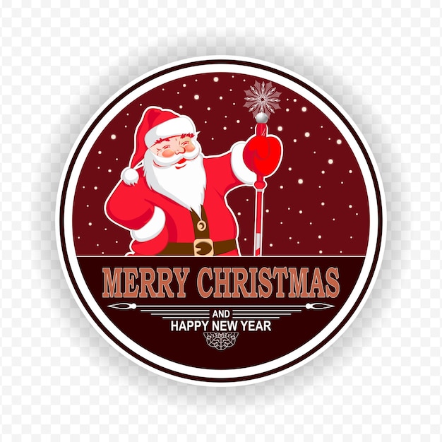 Cartel redondo de Navidad con la silueta de Papá Noel con personal y elemento de diseño de texto