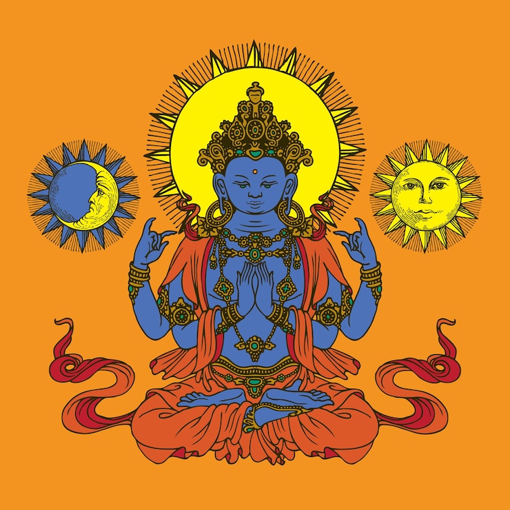 Vector cartel religioso con krishna