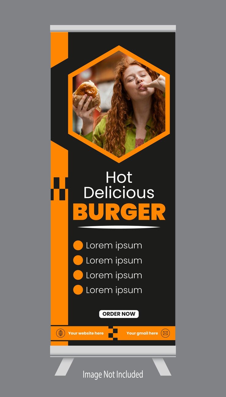 Vector un cartel para un restaurante de hamburguesas calientes llamado hamburgueses calientes