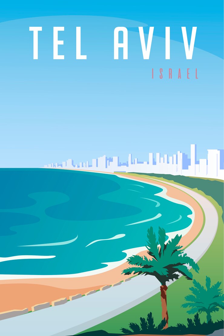 Cartel retro art deco. Tel Aviv, Israel.