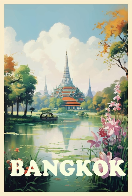 Cartel retro de Bangkok