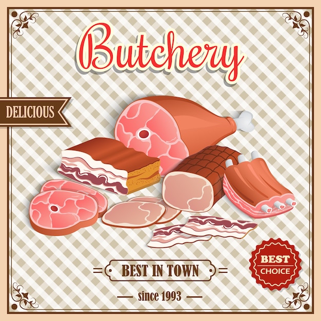 Cartel retro de carne