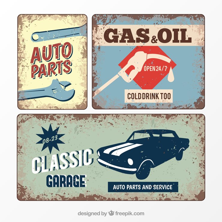 Vector cartel retro garaje