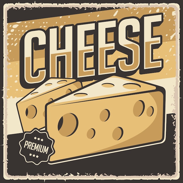 Cartel retro de queso vintage