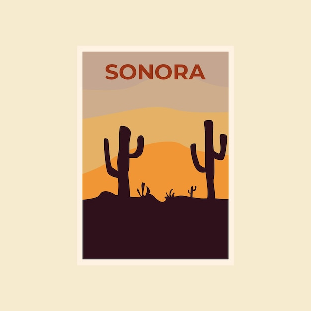 Cartel retro de Sonora Ilustración de viaje de Sonora