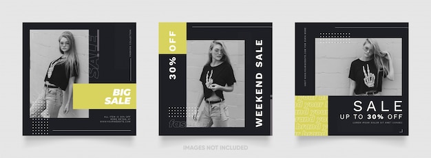 Cartel de rompecabezas de marco cuadrado de instagram y facebook. Banner de publicación de redes sociales para promoción de venta de moda.
