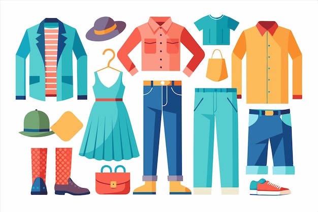 un cartel de ropa incluyendo uno que tiene el número 5 en él