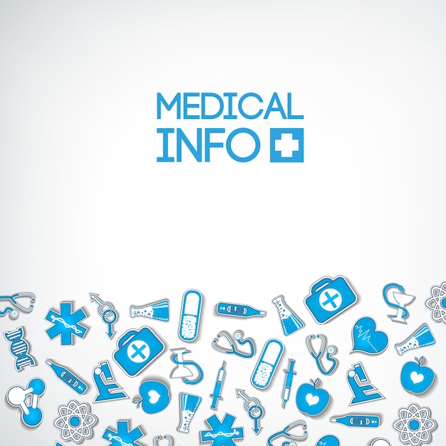 Cartel de salud ligero con iconos azules y elementos en blanco