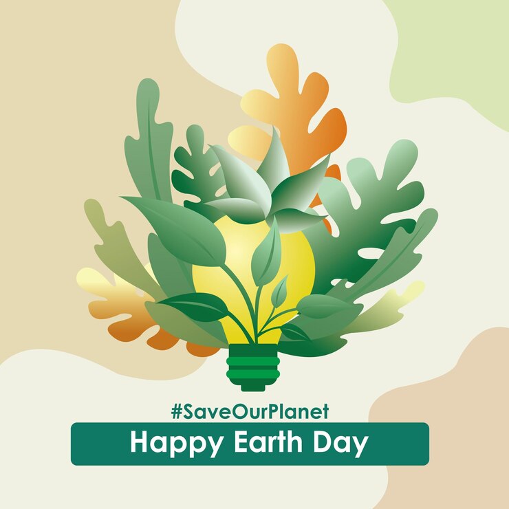 un cartel para salvar el día de la tierra con una planta en el medio