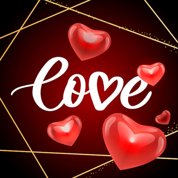 Cartel de San Valentín, tarjeta, banner lema elementos de lema para elementos del día de San Valentín. Tipografía corazón de amor