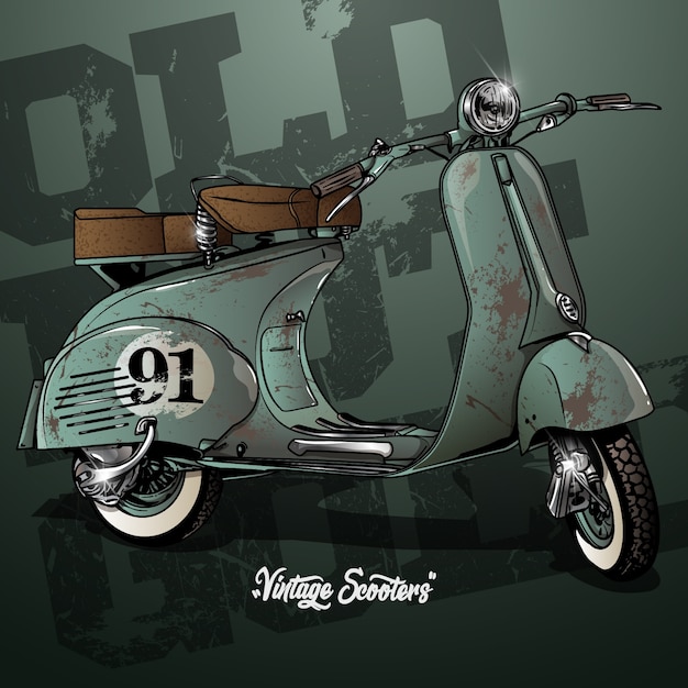 Vector cartel de scooter vintage