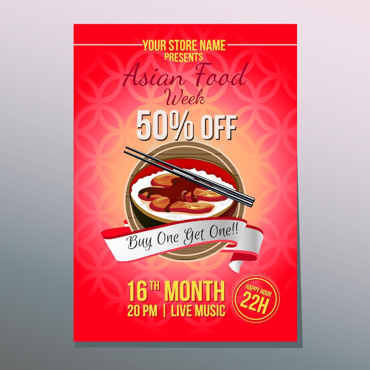 Cartel de la semana de comida asiática