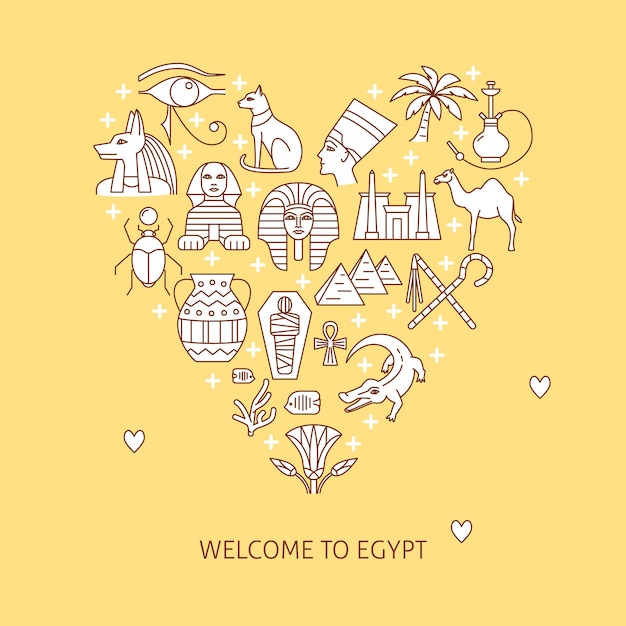 Cartel con símbolos de Egipto