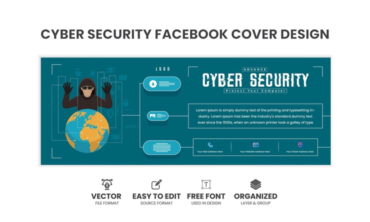 Vector un cartel para un sitio web llamado seguridad en facebook