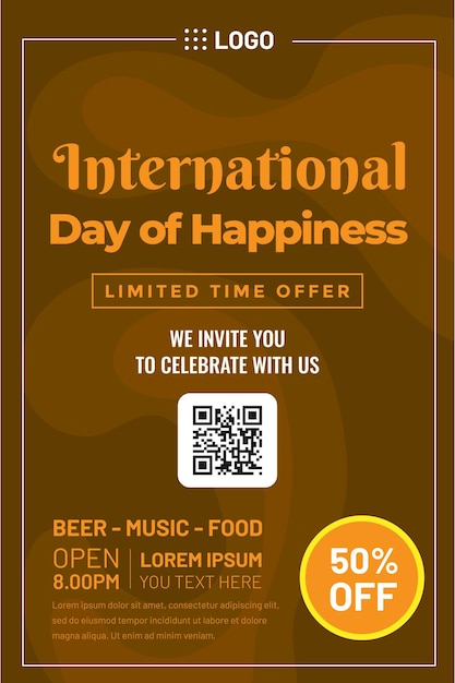 Cartel sobre el tema del día internacional de la felicidad para la promoción recurso y presentación