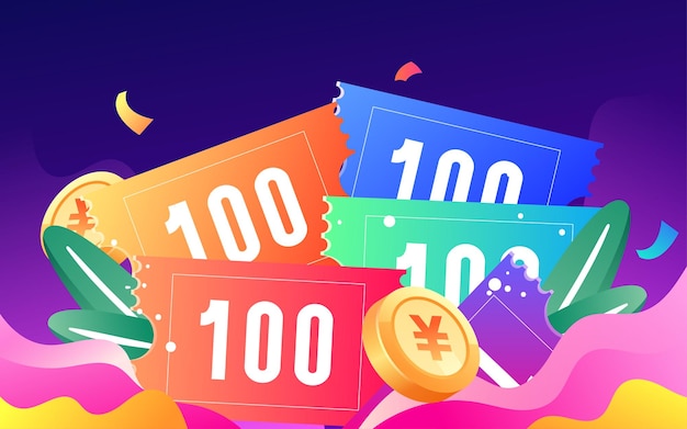 Cartel de sorteo de cupones de gestión de riqueza de ilustración financiera de negocios de Internet