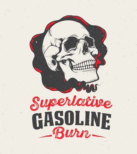 Cartel superlativo de quema de gasolina con calavera