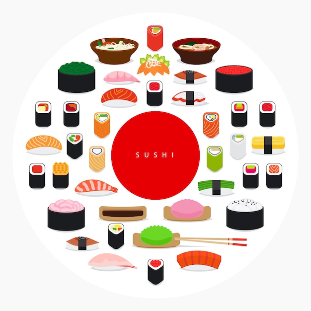 Cartel de sushi de comida japonesa