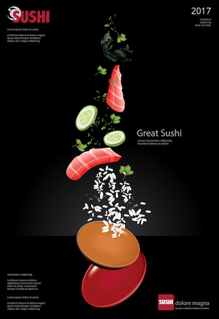 Cartel de sushi restaurante ilustración vectorial