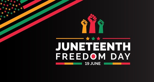 Cartel de tarjeta de banner de fondo de bandera de estados unidos de día de la libertad de junio con diseño de tipografía