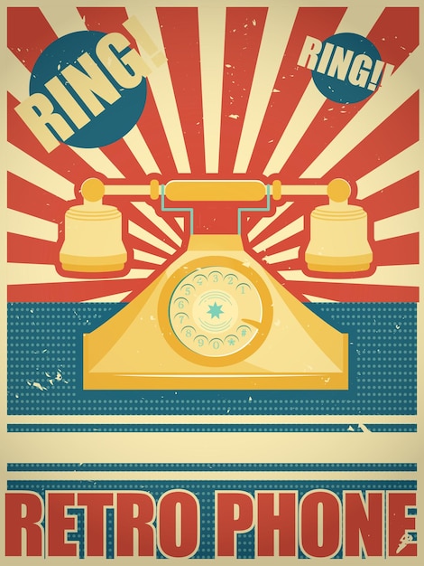 Cartel de teléfono retro teléfono de estilo vintage