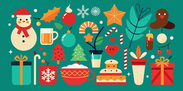 un cartel de un tema de Navidad con una imagen de un árbol de Navidad y una taza de café