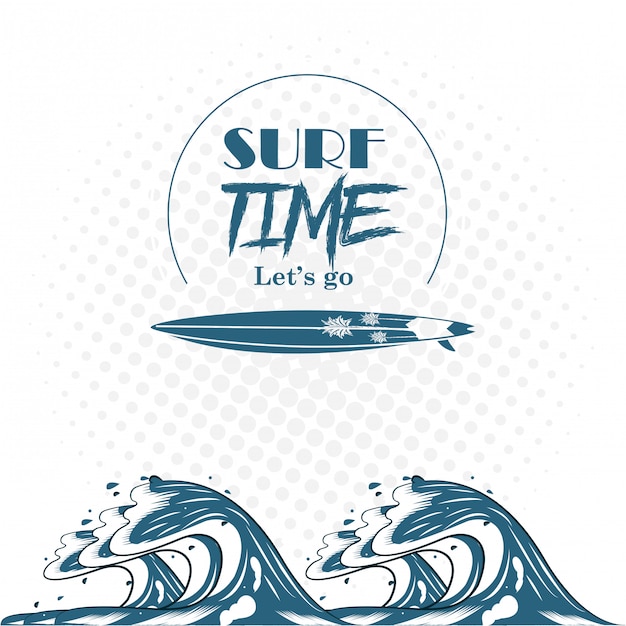Cartel temático del tiempo de surf