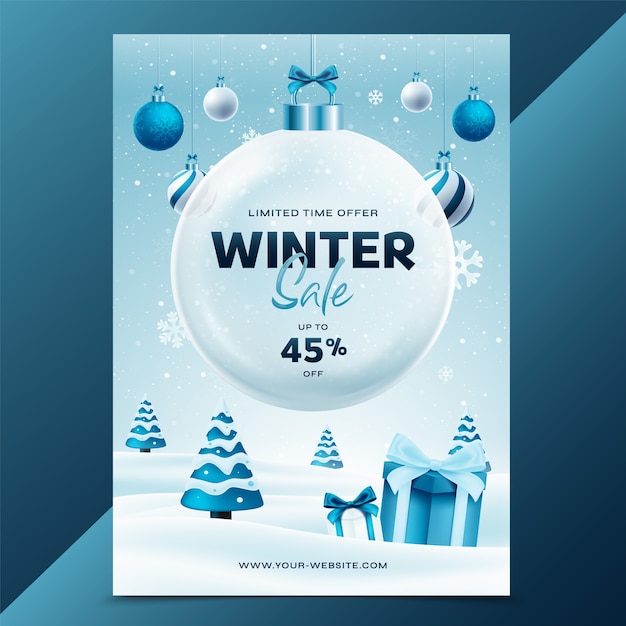 Cartel de la temporada de invierno en estilo realista