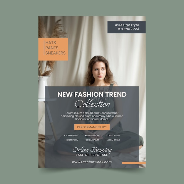 Cartel de tendencias de moda de diseño plano