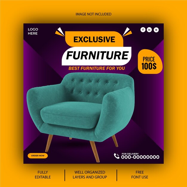Un cartel para una tienda de muebles llamada muebles exclusivos.
