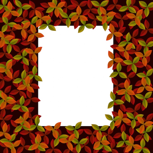 Cartel de tipografía de hojas de otoño rojo y naranja.